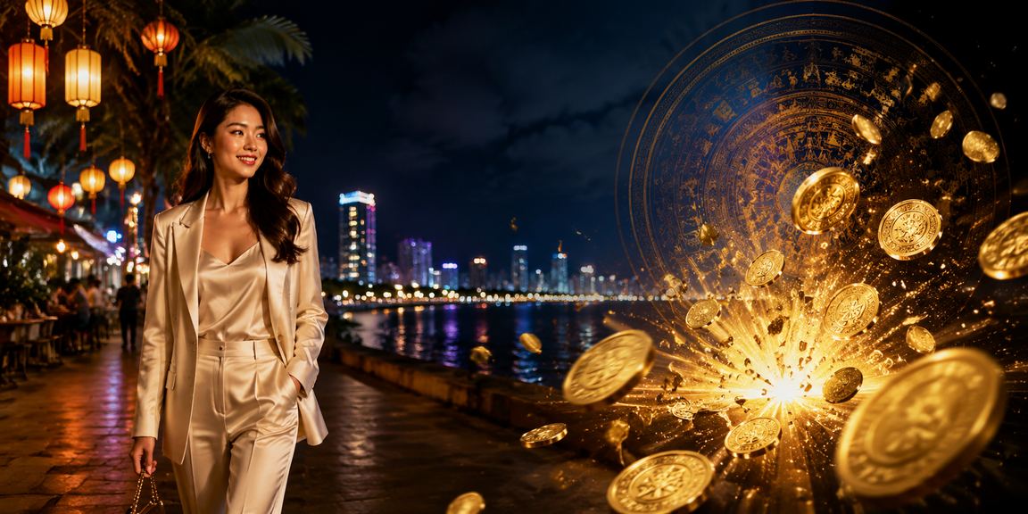 Không gian cược casino cao cấp về đêm tại Đà Nẵng, người chơi High Roller trải nghiệm bàn VIP